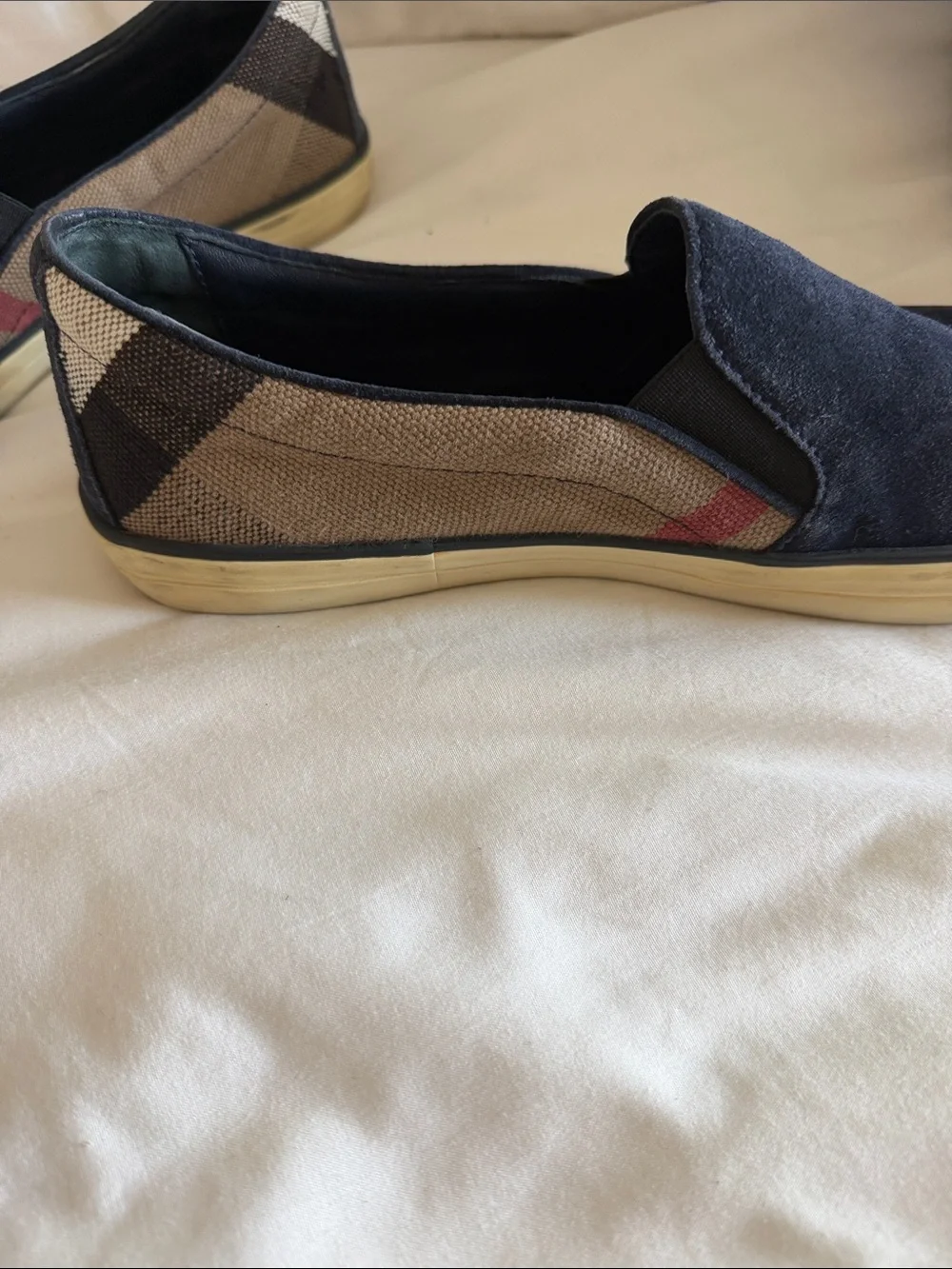Burberry woman’s  Navy Slip-On Canvas & Suede Casual Shoes - Picture 3 of 7